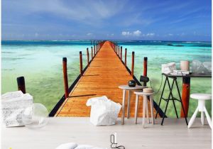 Sea Walls Murals for Oceans 3d Wallpaper Custom Mural Sea Wood Bridge Seaside Scenery Tv