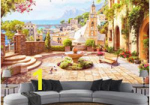 Secret Garden Wall Mural Custom 3d Wall Mural European Style Garden town Seascape Wallpaper Living Room Restaurant Waterproof Canvas Wall Painting