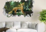 Self Adhesive Wall Murals Stickers 3d forest Leopard Roar 44 Wall Murals Wall Stickers Decal