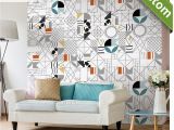 Self Adhesive Wall Murals Stickers Us $10 49 Off Funlife Tile Sticker Geometry Abstract Waterproof Self Adhesive Easy to Clean Wall Sticker Wall Art Furniture Kitchen Wallpaper In