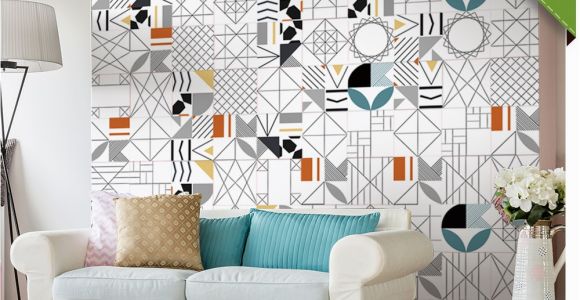 Self Adhesive Wall Murals Stickers Us $10 49 Off Funlife Tile Sticker Geometry Abstract Waterproof Self Adhesive Easy to Clean Wall Sticker Wall Art Furniture Kitchen Wallpaper In