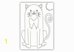 Self Esteem Coloring Pages Happy Cat with Bow Tie Coloring Page