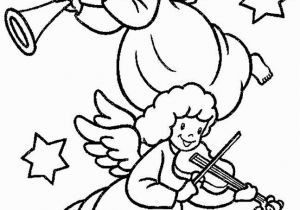 Shepherds and Angels Coloring Page Christmas Angel who is Blowing the Trumpet Coloring Page