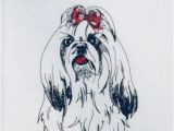 Shih Tzu Coloring Page Shih Tzu Flour Sack towel Embroidered Decorative Tea towel with Dog In Bandanna Headband