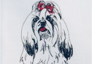 Shih Tzu Coloring Page Shih Tzu Flour Sack towel Embroidered Decorative Tea towel with Dog In Bandanna Headband