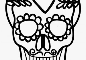 Simple Day Of the Dead Coloring Pages Easy Calavera Mask Heart and Mustache