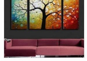 Simple Hand Painted Wall Murals Heavy Texture Painting Tree Of Life Painting 3 Piece
