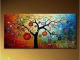 Simple Hand Painted Wall Murals Modern Tree Canvas Art Painting for Living Room Hand Painted