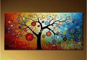Simple Hand Painted Wall Murals Modern Tree Canvas Art Painting for Living Room Hand Painted