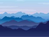 Smoky Mountain Wall Murals Blue Illustrated Landscape Wallpaper Mural