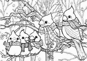 Snow Coloring Pages for toddlers Birds In Winter Snow