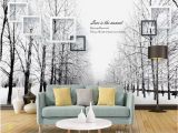 Snow forest Wall Mural Snow forest Wallpaper for Walls 3 D for Living Room Black and White Feelings Woods Road Art Background Wall Painting Desktop Wallpaper Wide Desktop