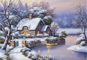 Snow Scene Wall Murals Winter Countryside — Snow Landscape Paint by Numbers