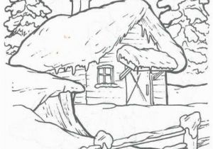 Snowy Mountain Coloring Page Birdhouse Cottages Trees and Landscape Embroidery Patterns