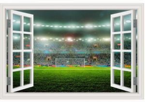 Soccer Field Wall Mural Amazon Guoxin12 3d Fake Window Wall Stickers