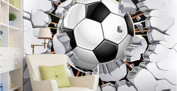 Soccer Murals for Bedrooms Custom Wall Mural Wallpaper 3d soccer Sport Creative Art Wall