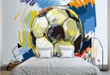 Soccer Murals for Bedrooms Modern Fashion Hand Painted Graffiti Football Wallpaper Custom Mural