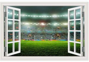 Soccer Stadium Wall Mural Amazon Guoxin12 3d Fake Window Wall Stickers