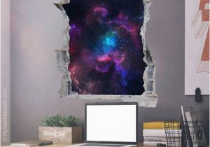 Space Galaxy Wall Mural Space Wall Decal Galaxy Wall Sticker Hole In the Wall 3d