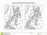 Space themed Coloring Pages Find the Differences Visual Puzzle and Coloring Page with