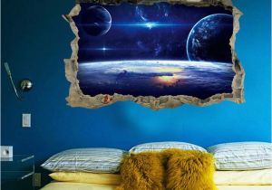 Space themed Wall Murals 2017 New 3d Planets Broken Wall Mural Space Landscape Wall