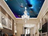 Space themed Wall Murals Custom 3d Ceiling Wallpaper Mural Space solar System Planet Bedroom