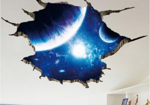Space Wall Mural Stickers Outer Space Planets 3d Wall Stickers for Living Room Bedroom Floor Decoration Vinyl Diy Home Decor Wall Decals Decals for Walls Decals for Walls