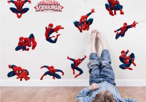 Spiderman Wall Mural Decal Diy 11 Pose Spiderman Wall Stickers for Kids Room Pvc Wall Decal Sdm009 Children Boys Baby Nursery Superman Super Hero 2 0