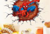 Spiderman Wall Mural Sticker 3d Printed Spiderman Wall Decor Kid S Room Stickers Halloween Christmas Decoration Eco Friendly Pvc Decals American Superhero Wall Removable Stickers