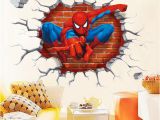 Spiderman Wall Mural Sticker 3d Printed Spiderman Wall Decor Kid S Room Stickers Halloween Christmas Decoration Eco Friendly Pvc Decals American Superhero Wall Removable Stickers