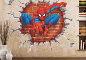 Spiderman Wall Murals Cartoon Superman Spiderman Wall Stickers for Kids Rooms 3d Sticker