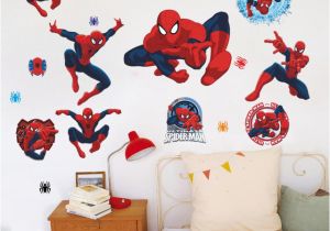 Spiderman Wallpaper Murals Movie Character 3d Cartoon Spiderman Wall Stickers for Kids Rooms