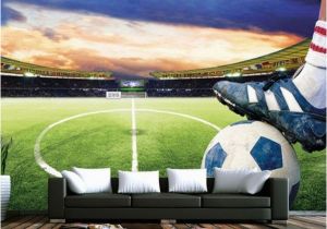 Sports Murals for Bedrooms 3d soccer Field Custom Wallpaper Sports Stadium Wall Mural In