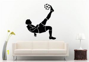 Sports Wall Mural Decals soccer Game In Action Man athlete Doing A Scissor Bicycle