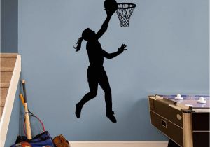 Sports Wall Murals Cheap Basketball Girl Layup Wall Decal
