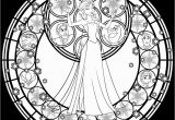 Stained Glass Disney Coloring Pages for Adults Elsa Stained Glass Line Art by Akili Amethyst On