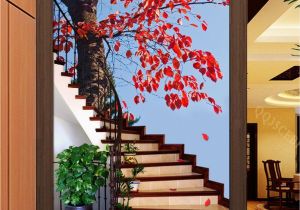 Staircase Wall Mural Ideas 3d Maple Tree Stair Corridor Entrance Wall Mural Decals Art