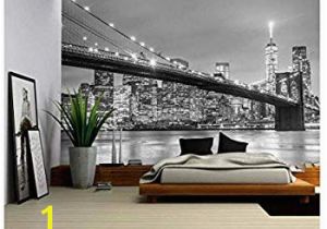 Star Trek Bridge Wall Mural Brooklyn Bridge Panoramic Peel & Stick Wall Mural Black & White 72