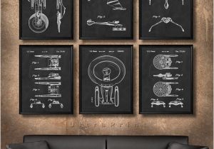 Star Trek Bridge Wall Mural Set Of 6 Star Trek Spaceship Posters Vintage Patent Illustration