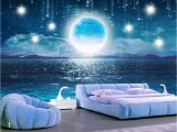 Starry Night Sky Murals Beibehang Water Moonlight Beautiful Night Starry Sky Tv Background