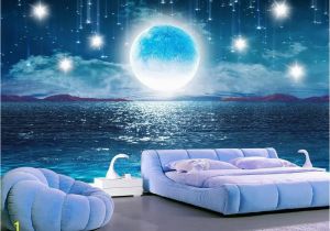 Starry Night Sky Murals Beibehang Water Moonlight Beautiful Night Starry Sky Tv Background