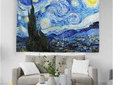 Starry Night Wall Mural Baccessor Vincent Van Gogh Tapestry Wall Hanging Starry Night Oil Painting Abstract Art Rustic Home Decor for Living Room Bedroom College Dorm