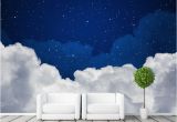 Starry Sky Wall Mural Night Sky Wallpaper Galaxy Wallpaper Custom 3d Clouds