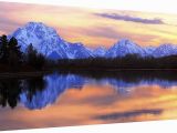 Startonight Mural Wall Art Startonight Canvas Wall Art Mountain Mirror Landscape Framed 24 X 48 Inches