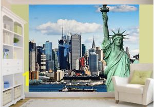 Statue Of Liberty Wall Mural Behang Gereedschap Access New York Cityscape Black and