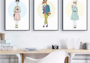 Steampunk Wall Murals Steampunk Animals In Clothes Canvas Art Prints Hipster Art Fashion