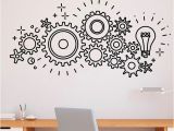 Stick On Murals for Walls Gear Mechanism Engineering Wall Vinyl Decal Sticker Teamwork Fice