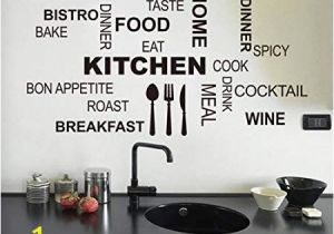 Stick On Murals for Walls Uk Wallpark Black English Words Knife fork Home Kitchen