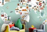 Stick On Wall Murals for Nursery Wallpaper World Travel Map Peel and Stick Wall Mural