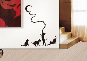 Sticker Mural Cat Moon Wall Sticker Mural Decals Cartoon Animal Stickers for Kid